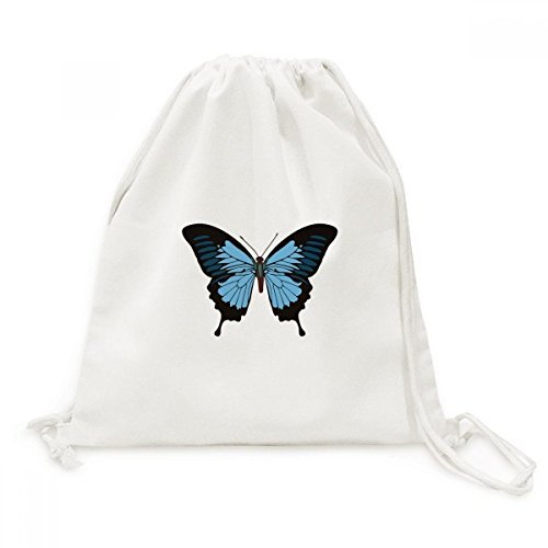 Sac à dos cordon en toile imprimée papillon bleu foncé léger pour transporter vos affaires