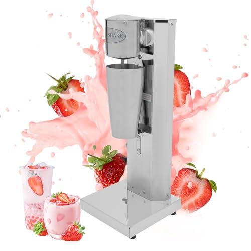 110V 180W Single-Head Milkshake Maker, 650ML Commercial Milk Shake Machines, 2 Gears Polishing Stainless Steel 18000RPM Pure Copper Motor Electric Mixers w/Double Disc Mixing Shaft (Single-Head)