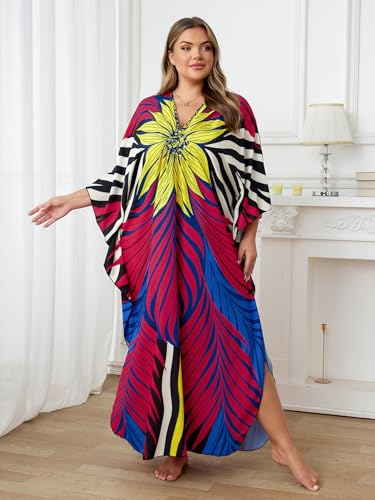 Image of Kaftan Dress for Women - Plus Size Caftan Maxi Beach Dress Moo Moos Loungewear, Swimsuit Cover Up for Beach, Pool or Vacation