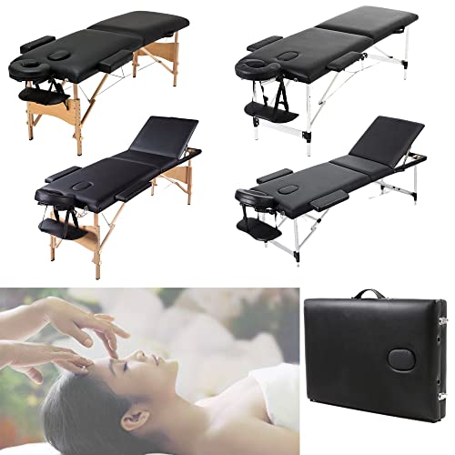 Cama de Masaje Profesional, sofá Cama portátil, Cama de Mesa Beauty Tattoo SPA Reiki, Plegable, Superficie de Cuero PU, cojín de Esponja Engrosada(Dos etapas,Marco de Aluminio) Cover