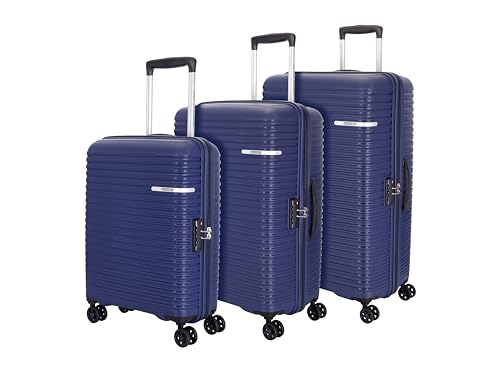 Image of American Tourister 3Pc PP Liftoff+ with TSA Lock & 8 Wheel, Set (Small +Medium +Large) Hard Check-in Suitcase for Travel /Trolley Bag with Double Wheel - Midnight Blue, 55 Cm, 67 Cm, 79 Cm