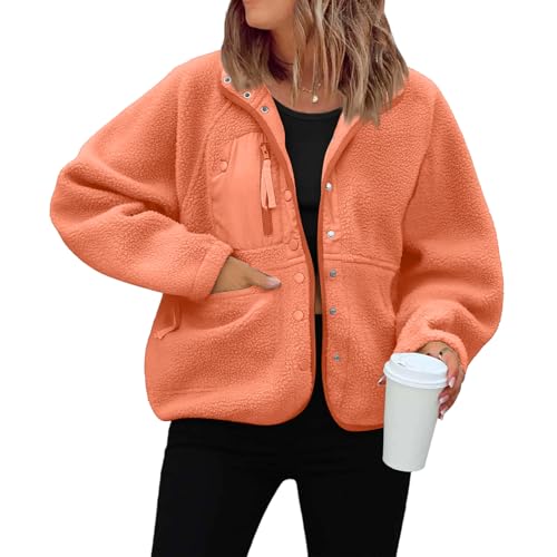 Générique Veste Polaire Femme Hiver Épais Manteau Teddy Boutons Chic Blouson Sherpa Chaude avec...