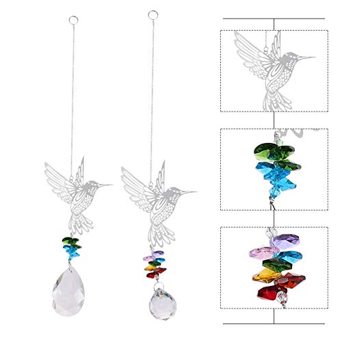 Hemoton 2Pcs Hummingbird Cristais Enfeites Sun Catcher Presentes Sazonais Claro Pendurado Ornamento