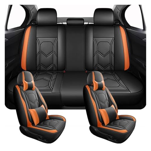 Fundas Asientos Coche Fundas Asiento Coche Universales Duraderas Lujo Antideslizantes Para Jaguar XF I-PCAE, XE F-PACE Cuero PU Accesorios Interiores(Naranja,Luxury)