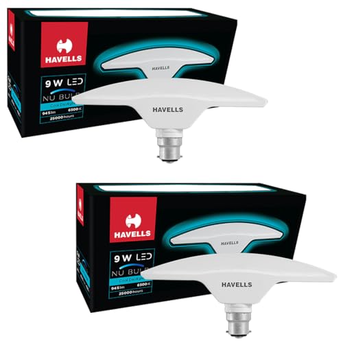 Image of Havells T Shape NU Bulb 18W B22 Base|14% Wider Light Spread|100 Lumens per watt|Inbuilt 4.0KV Surge Protection| 320 degree Rotation for Multiple Applications (6500K,Cool day Light) - Pack of 2