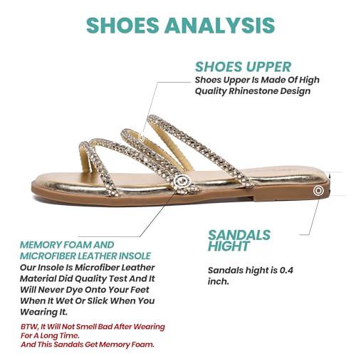 Image of NianEr Womens Microfiber Leather Memory Foam H Sandals Summer Shoes Slides | Flat, Comfortable, Slip On, Dressy, Dress, Beach, Vacation, Designer, Comfy, Casual, Bridal, Church, Boho, Office, Work