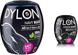 DYLON Washing Machine Fabric Dye Pod for Clothes & Soft Furnishings, 350g  Navy Blue & DYLON Washing Machine Fabric Dye Pod for Clothes & Soft Furnishings, Intense Black, 350g (Pack of 1)