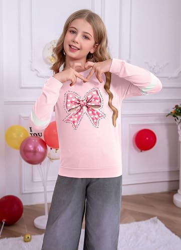Image of Ithalt Kids Valentine Shirt Girls Valentines Shirts Cute Heart Graphic Long Sleeve Tee Tops 4-14y