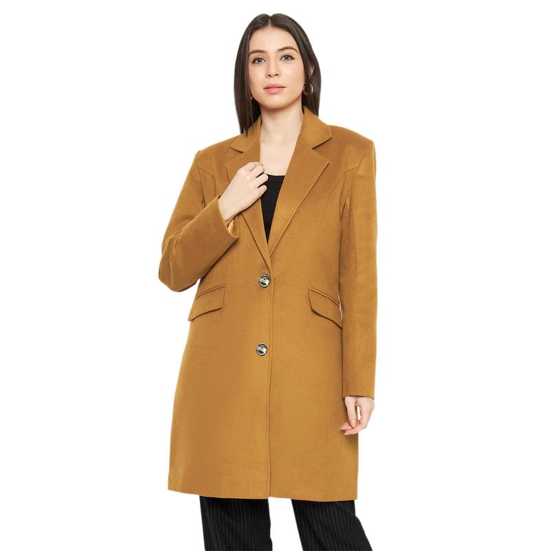 Image of PLAGG Women's Notched Lapel Long Overcoat