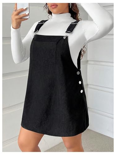 SOLY HUX Women's Plus Size Corduroy Overall Dress Sleeveless Pinafore Mini Dress Jumper3