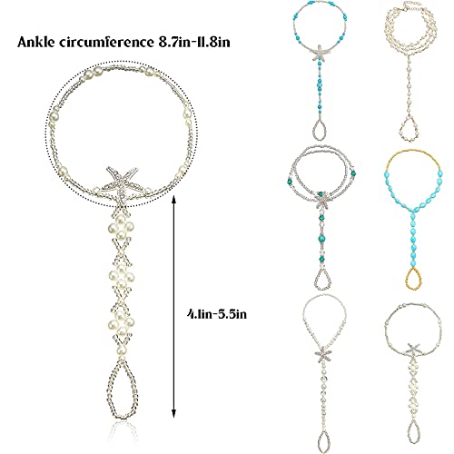 Hicarer 12-Piece Beach Feet Jewelry Set - Elegant Barefoot Sandals, Rhinestone Toe Rings, Starfish and Faux Pearl Foot Chains for Women - Image 7