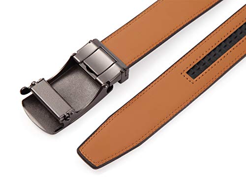 Image of Lingli Men's Belt,Ratchet Dress Belt with Automatic Buckle Brown /Black-Trim to Fit-35mm wide