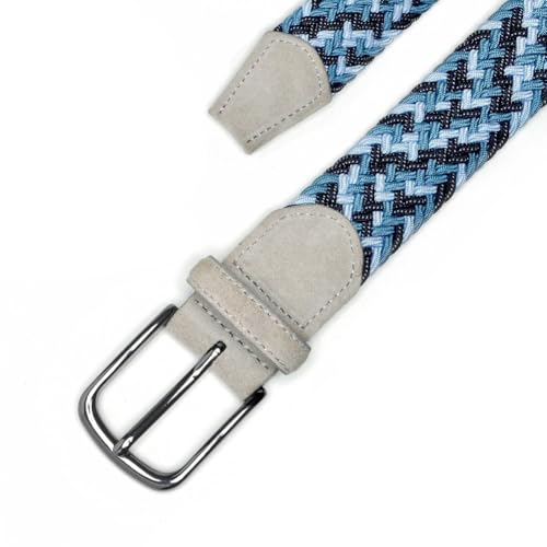 Image of Men's Stretch Braided Elastic Woven Canvas Golf Belt, multicolor,1 3 /8 inch