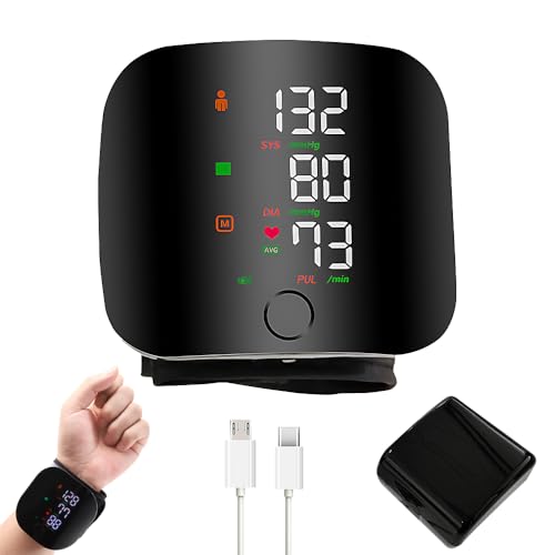 Gobesty Wrist Blood Pressure Monitor, Automatic Blood Pressure Monitors Wrist with LED Touch Screen, Blood Pressure Machines Automatic Voice, Rechargeable Wrist BP Monitor for Home Office Travel Use