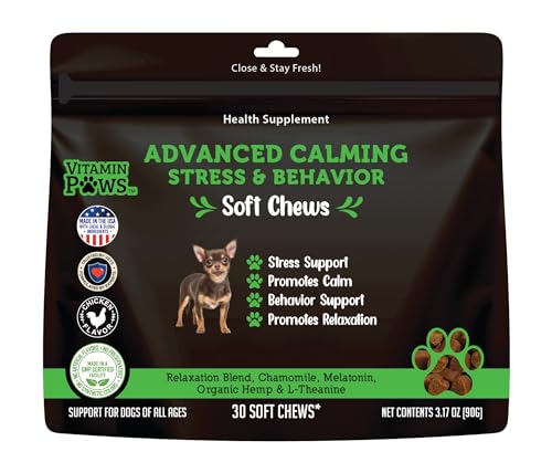 Calming Chews for Dogs | Hemp Anxiety Relief Treats | Melatonin for Dogs | Calm Relaxing Supplements for Separation Stress, Sleep, Nail Trimming, Storm, Barking, Canine Hyper Activity Calming Chews for Dogs | Hemp Anxiety Relief Treats | Melatonin for Dogs | Calm Relaxing Supplements for Separation Stress, Sleep, Nail Trimming, Storm, Barking, Canine Hyper Activity