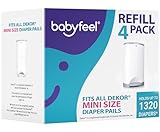 Babyfeel Refills Compatible with DEKOR MINI Diaper Pails | 4 Pack | Exclusive 20% Extra Thickness | Diaper Pail Refills with Powerful Odor Elimination | Powder Scent | Holds up to 1320 Diapers