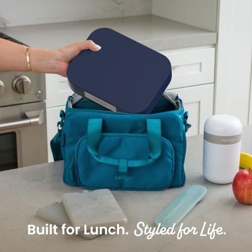 Image of Bentgo Modern Adult Bento Lunch Box with 3-4 Compartments | Leak-Resistant, 5.5-Cup Capacity, Adjustable Divider, Microwave & Dishwasher-Safe Tray (Navy)