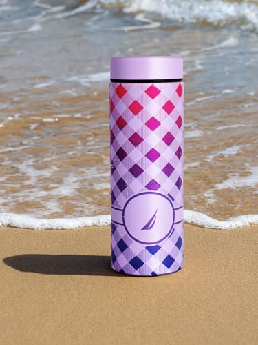 Image of NAUTICA Premium Leak-Proof Insulated Water Bottle - 1pc (Stern)| 500ml | Stainless Steel Flask with 24 Hours Temperature Retention | Ideal for Travel, Gym, Office Use Titanium Printed-Violet /Blue