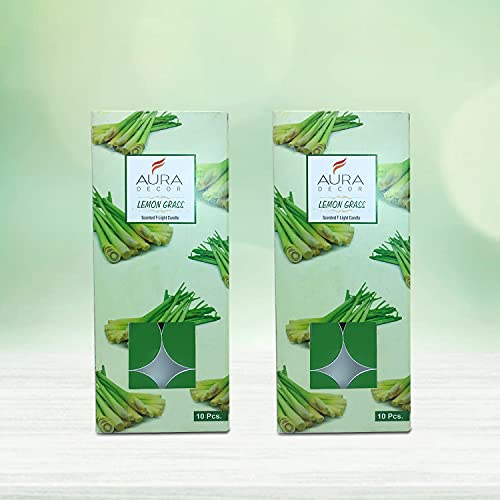 Image of AuraDecor Scented Tealight Candles, Pure Wax 20 Pcs (Lemon Grass)