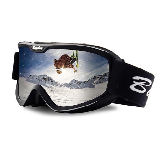 BangLong Ski Goggles for Men & Women - Anti Fog Lightweight Snowboard Snow Goggles with UV Protection Lens for Skiing Snowboarding, Black