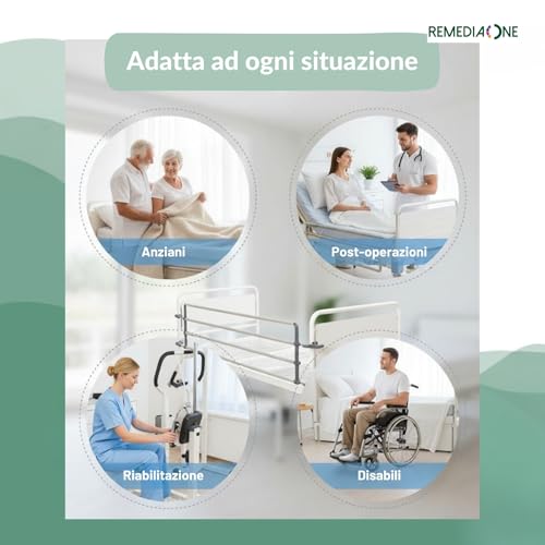 Remedia One - 2 Sponde Letto Anziani Ribaltabili Anticaduta In Acciaio, Sponda Letto Matrimoniale Per Degenza, Uso Ospedaliero E Domiciliare - 170Cm - 3
