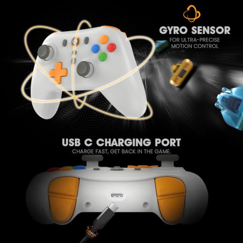 Image of Cosmic Byte Blitz Tri Mode Controller for PC, Hall Effect Triggers, 1000Hz Polling Rate, Adjustable Vibration, Turbo & Auto Turbo, Upgraded with Gyro, TMR Joystick, Software and Charging Dock Support (Retro)