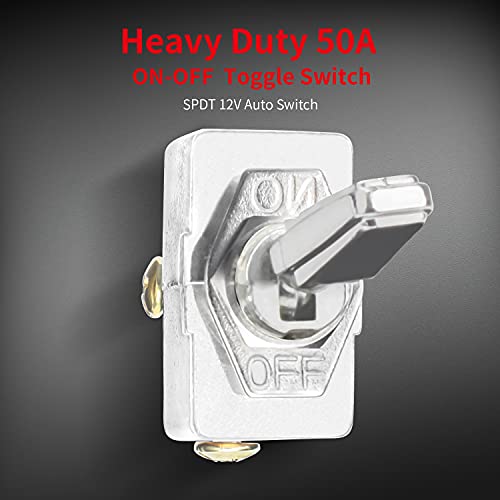 Daiertek Heavy Duty 50 Amp 12V Toggle Switch Automotive 2 Position On Off Rocker Switch Spst 2 Pin Metal Chrome Plated Screw Terminal (2Pcs) #TOP1