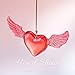 H&D HYALINE & DORA 3pcs Crystal Angel Wings Ornaments Glass Heart Shaped with Angel Wings Hanging Ornament Decor for Valentine's Anniversary Birthday Party (Red,Includes a DIY Pen)