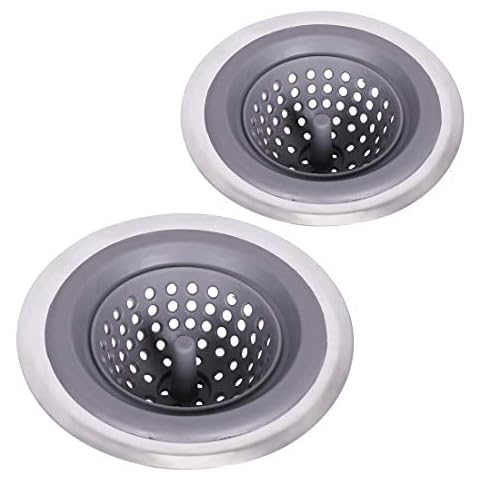 Ginbel Direct Stainless Silicone Kitchen Sink Drain Strainer, 2 Pack Drain Protector,Prevent Clogging, Large Wide Rim 4.5 inch Diameter, Tools Home Improvement (Gray) Cover