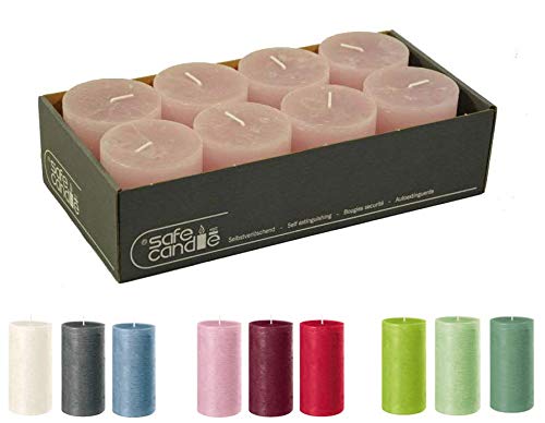 Rustic Pillar Candles, Pack of 8, SafeCandle, Wax Candles / Rustic Candles / Advent Candles Christmas (Antique Pink - Image 2
