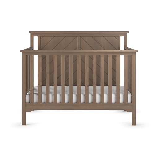Image of Child Craft Hampton Flat Top 4-in-1 Convertible Crib, Baby Crib Converts to Day Bed, Toddler Bed and Full Size Bed, 3 Adjustable Mattress Positions, Non-Toxic, Baby Safe Finish (Dusty Heather)