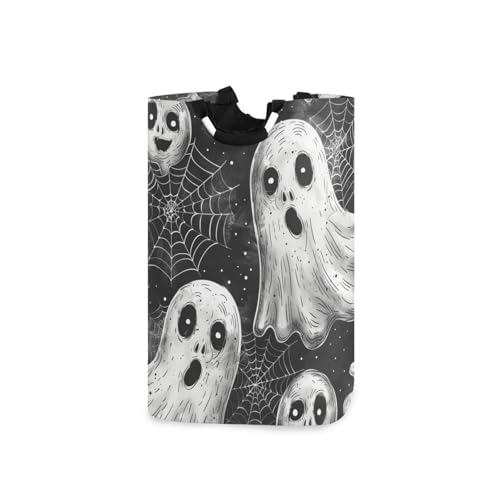 Jihqo Laundry Hamper Basket Halloween Scared Ghosts Collapsible Nursery Storage Bin Waterproof Clothing Baskets for Home Bedroom Bathroom Washing Room