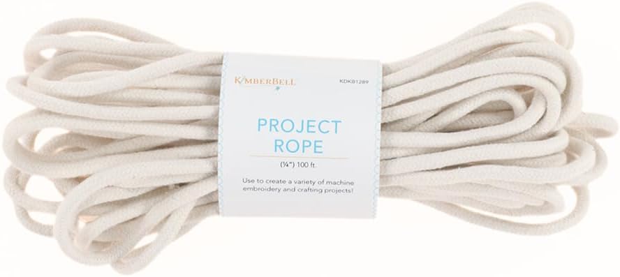 Kimberbell Project Rope – 100 Ft x ¼” Thick Cotton Exterior with Strong Polyester Core – Durable Craft Rope for Rope Bowls, Machine Embroidery, Sewing & DIY Projects product image