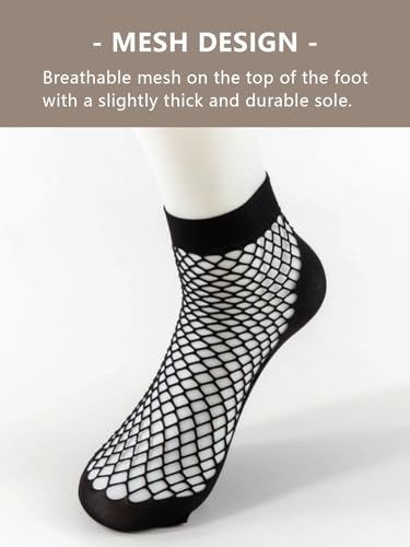 Image of Women's Mesh Short Socks Hollowed Out Fishing Net Ankle Socks Wearable Spring and Summer Thin Breathable Stockings