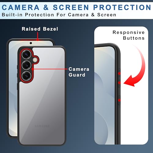 Image of CEDO Backcover for Samsung Galaxy S25 Plus (5G) | Camera Protection Bump Shockproof Edge | Ultra Hybrid Transparent Acrylic Clear TPU+PC Hard Backcase Cover (Black)