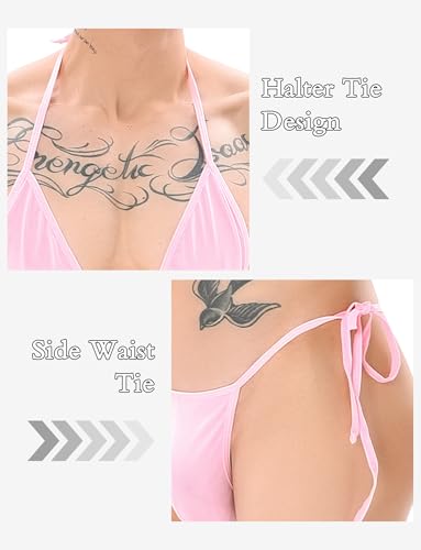 Sexy Men's Underwear Set Bikini Sissy Lingerie 2 Piece with Adjustable Straps and Thong Briefs One Size4