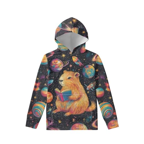 Image of WELLFLYHOM Boys Hooded Sweatshirts Hoodie Pullover Cool Graphic Crewneck Blouses Size 6-16