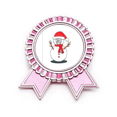 Broche bonhomme de neige rose en métal taille M pour écharpe