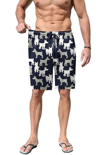 Image of Ekouaer Men's Pajama Shorts Soft Sleepwear Bottoms Elastic Waistband Loungewear Breathable Men Shorts with Pockets
