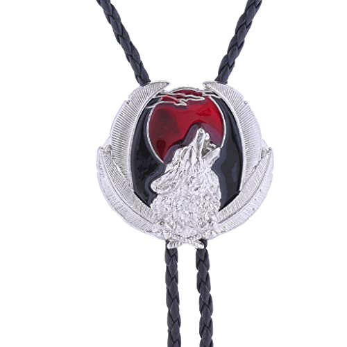 Image of HUABOLA CALYN Bolo Tie for Men Women, Native American Rodeo Cowboy Turquoise /Scorpion /Tiger Eye /Black Agate Leather Necktie