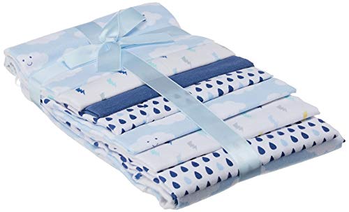 Image of Luvable Friends Unisex Baby Cotton Flannel Receiving Blankets, Boy Clouds 7-Pack, One Size