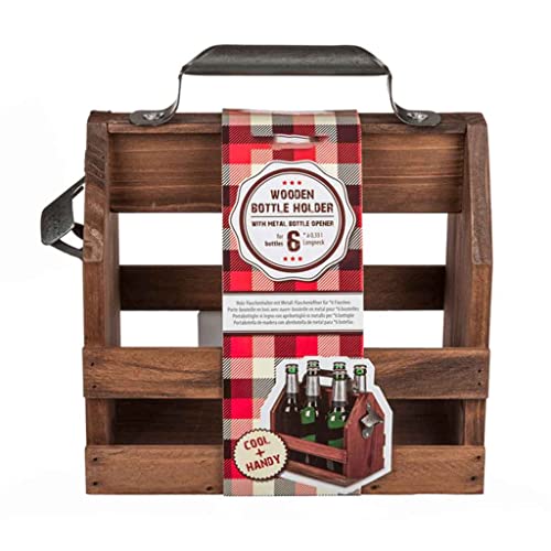 Out of the blue Botellero de Madera para 6 Botellas de 33cl con Abrebotellas Metálico