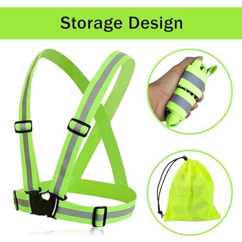 Flearitzo Warnweste Fahrrad Reflektorweste Einstellbar Sicherheitsweste Leicht Hohe Sichtbarkeit Leuchtweste für Laufen,Radfahren,Wandern und Motorradfahren(Grün)