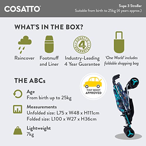 Cosatto Supa 3 kinderwagen - lichtgewicht kinderwagen vanaf de geboorte tot 25 kg - eenvoudig, compact, parapluvouw… - Afbeelding 4