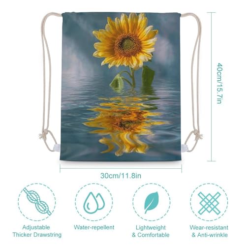 Drawstring Backpack Foldable Draw String Bags Sunflower in Water Sackpack Sports Gym Bag for Shopping Yoga2