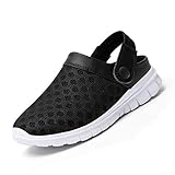 tierhausschuhe kinder 34  SAGUARO Jungen Hausschuhe Clogs Pantoffeln Atmungsaktiv Home Slipper Mesh Sommer Hohl Latschen Gartenschuhe Schwarz Gr.28