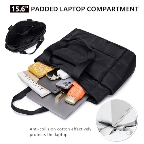 HKCLUF Quilted Puffer Tote Bag for Women 20L Lightweight Waterproof Large Work Travel Gym Tote Bag with Laptop Compartment3
