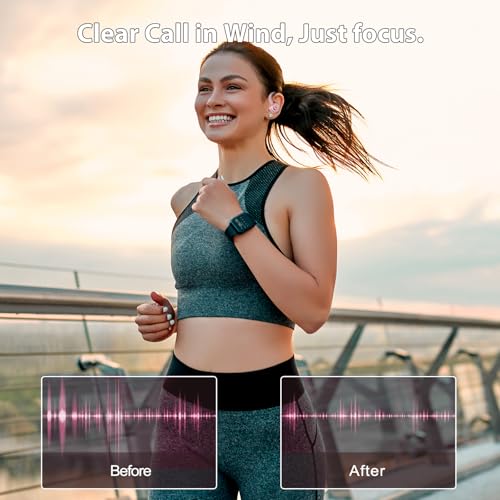 Image of Wireless Earbuds Bluetooth 5.3 Headphones Sports, 48H Earphone with ENC Mic, Stereo Deep Bass Bluetooth Earbuds with Secure Earhooks, LED Display, IPX7 Waterproof Over Ear Bud for Running /Workout Rose