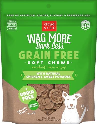 Cloud Star Wag More Bark Less - Dog Treats - Soft Chews - Grain Free Chicken & Sweet Potato - 5 oz Pouch