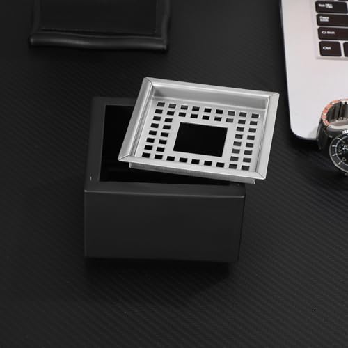 Cendrier de bureau grosse taille Healvian noir robuste et pratique en métal - 7